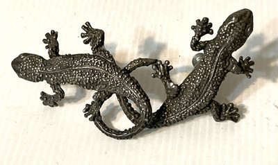 Set of 2  Anne at Home Pewter Lizard Cabinet Knob - 3.-1.8'' long - Retail $44