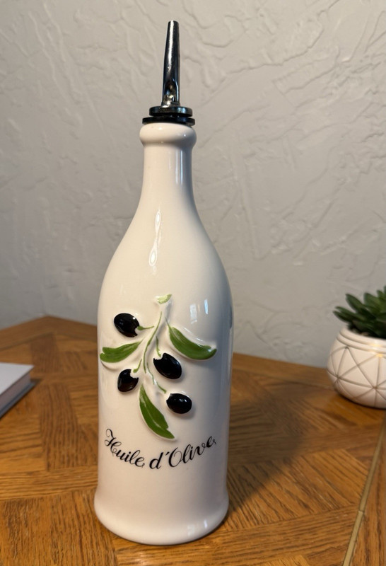 Revol Huile d'Olive Porcelain Decorative Oil Bottle Dispenser w/ Pour Spout