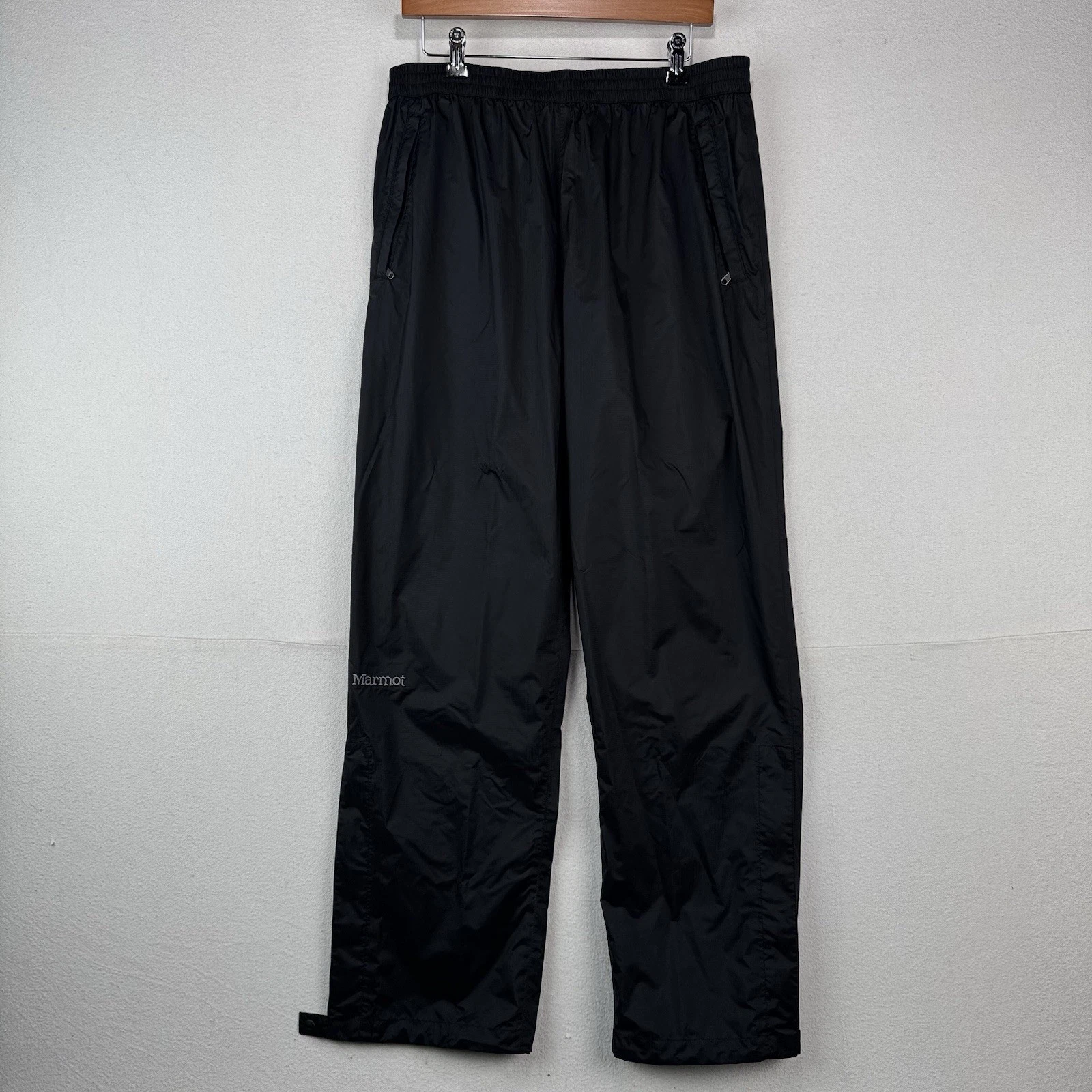 Marmot PreCip Rain Pants Men’s L Black Ripstop Side Zip Waterproof