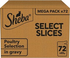 Sheba Select Slices in Gravy – Poultry Selection, 72x85g - Best Before 16/07/25 2.94 per kilo