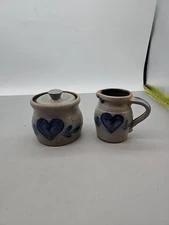 Rowe Pottery Works Creamer/Sugar Bowl Vintage 1987 Signed  EUC 