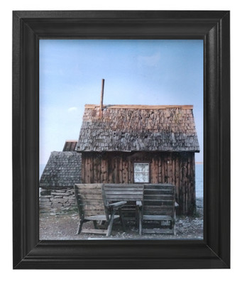 Framed Colored Cabin Image, Woodstain Vintage Picture Frame With Groves 10x8''