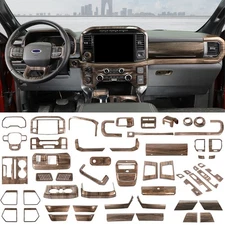 Bright Wood Grain Center Accessories Full Cover Trims Decor For Ford F150 2021+