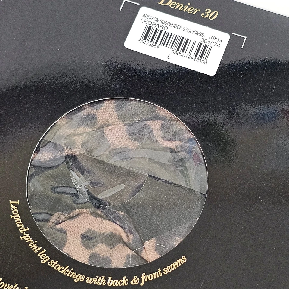 Medias con tirantes de lujo Honey Birdette Addison Leopardo talla L Foto 4 de 4