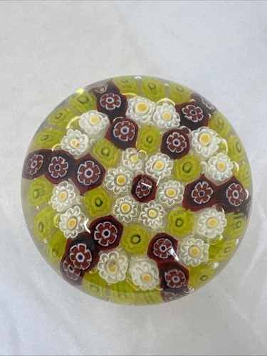 Murano Millifiori Art Glass Paperweight Vintage Hand Blown Controlled Bubbles