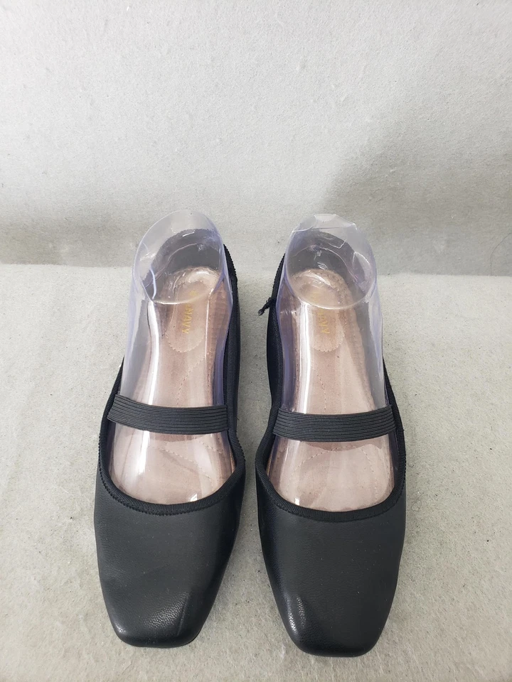 Sapatos clássicos confortáveis Old Navy Mary Jane Ball feminino 6 sapatilhas de balé pretas - Imagem 3 de 4