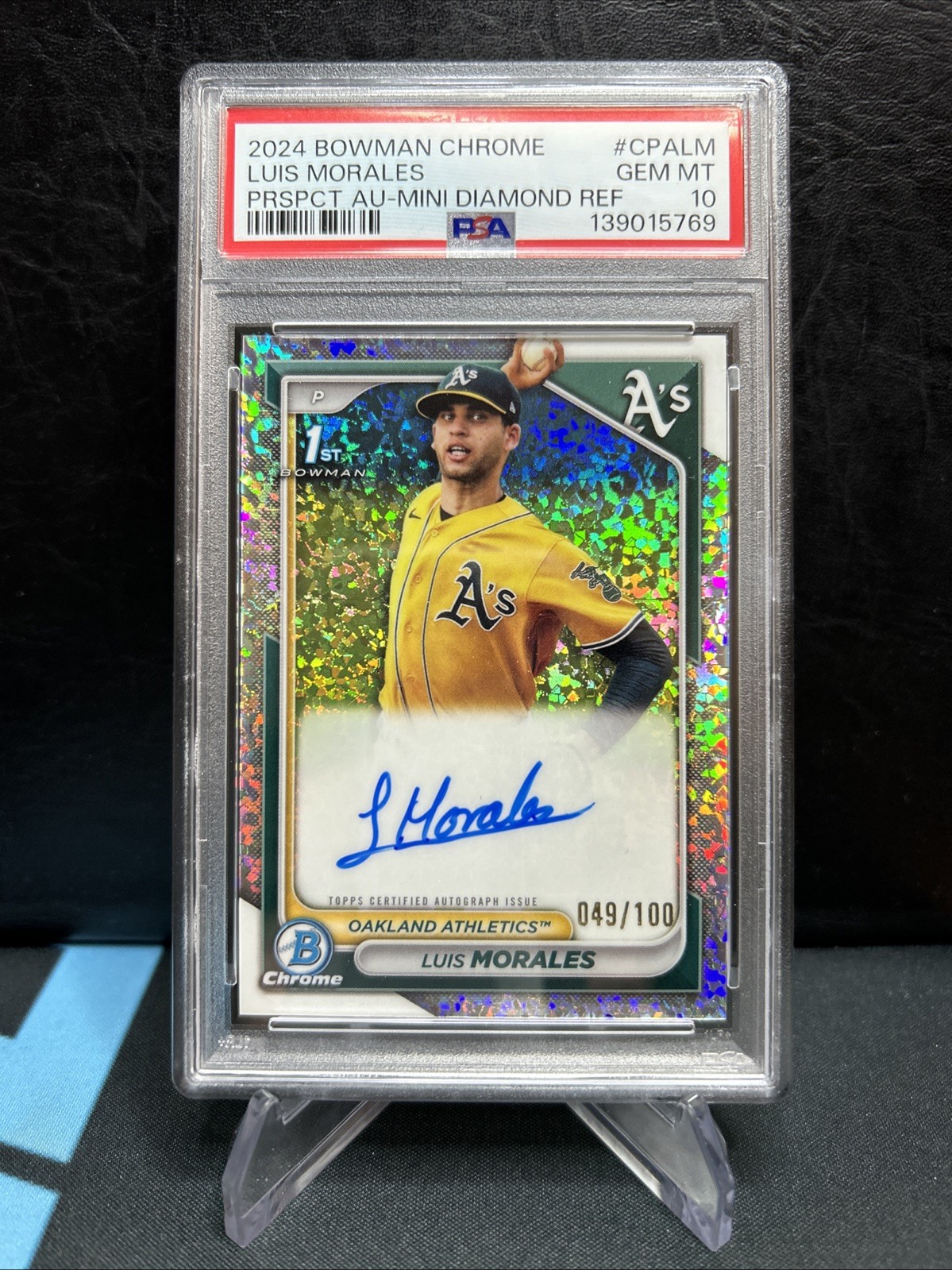 LUIS MORALES 2024 Bowman Chrome Mini Diamond Refractor Auto /100 PSA 10 POP 4