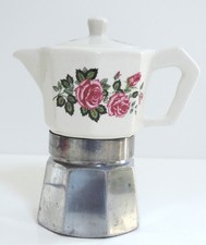 Vintage Stove-Top Coffee Maker Flory Express 150ml Made Of Aluminium & Porcelain