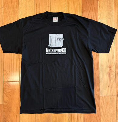 Vintage 1990 s T-Shirt Size XL Netserve CD-Rom Ethernet File Server Computers