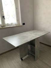 Kitchen Dining Table Concrete Grey Finish Diner Table 4-6 seater foldable Table