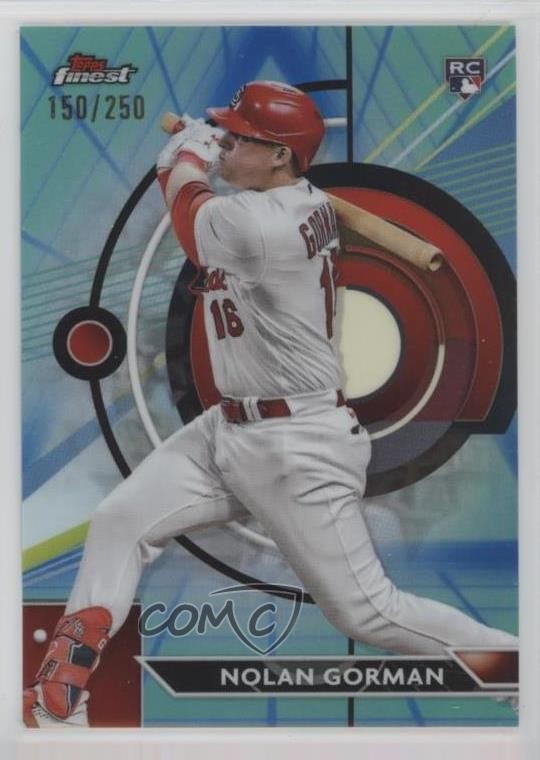 2023 Topps Finest Blue/Aqua Vapor Refractor /250 Nolan Gorman #92 Rookie RC 0us8