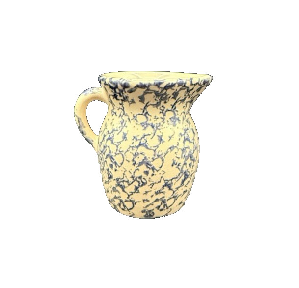 Robinson Ramsbottom Roseville OH Blue Sponge Pitcher