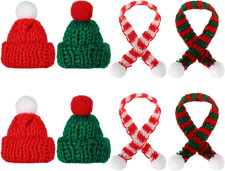 8 Pcs Mini Knit Hat Mini Christmas Scarf Set Tiny Santa Hats for Crafts Small...