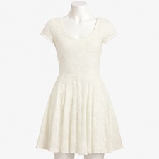Abercrombie & Fitch Lace Fit & Flare Dress Women's S White Mini Skater Party
