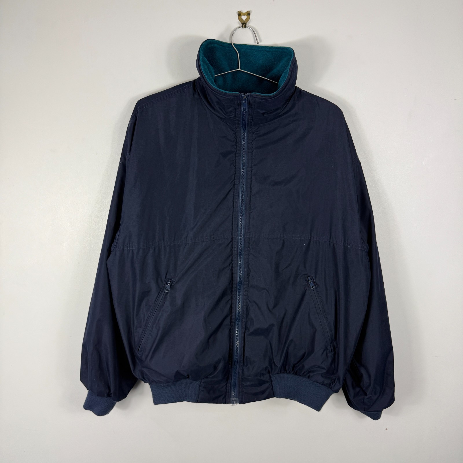 VTG Musto 90's Snugs Navy Teal Oversized Medium Fleece Lined Windbreaker Jacket image 2