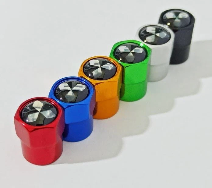 Compatible con Tapas de vástago de válvula de neumático Mitsubishi 4 piezas aluminio anodizado azul Foto 3 de 3