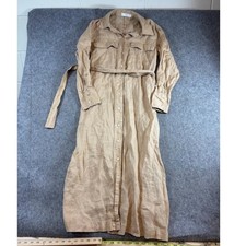 Mango Linen Shirt Dress Womens XS Brown Belted Button Up Long Sleeve Minimalist