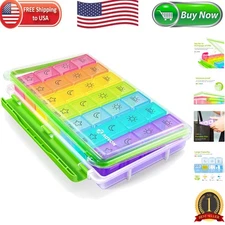 Portable Weekly Pill Dispenser - 4 Times a Day with Removable Compartments