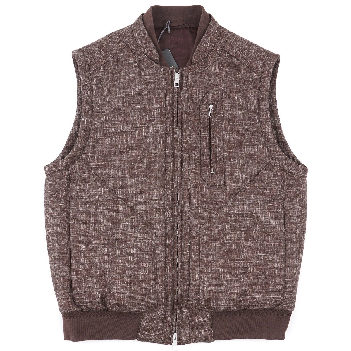 Brett Johnson Mélange Wool-Silk-Linen Padded Bomber Gilet Vest XL (Eu 54) NWT