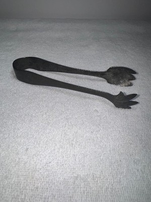 Vintage Hammered Aluminum Claw Ice Fruit Tongs Antique Metal Kitchen Gadget