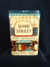 Vintage Bond Street Pipe Tobacco Tin W/Tax Stamp Philip Morris Very Nice