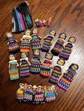 12 Guatemalan handmade Worry Dolls 4 Mini Worry dolls Hair Clip And storage bag