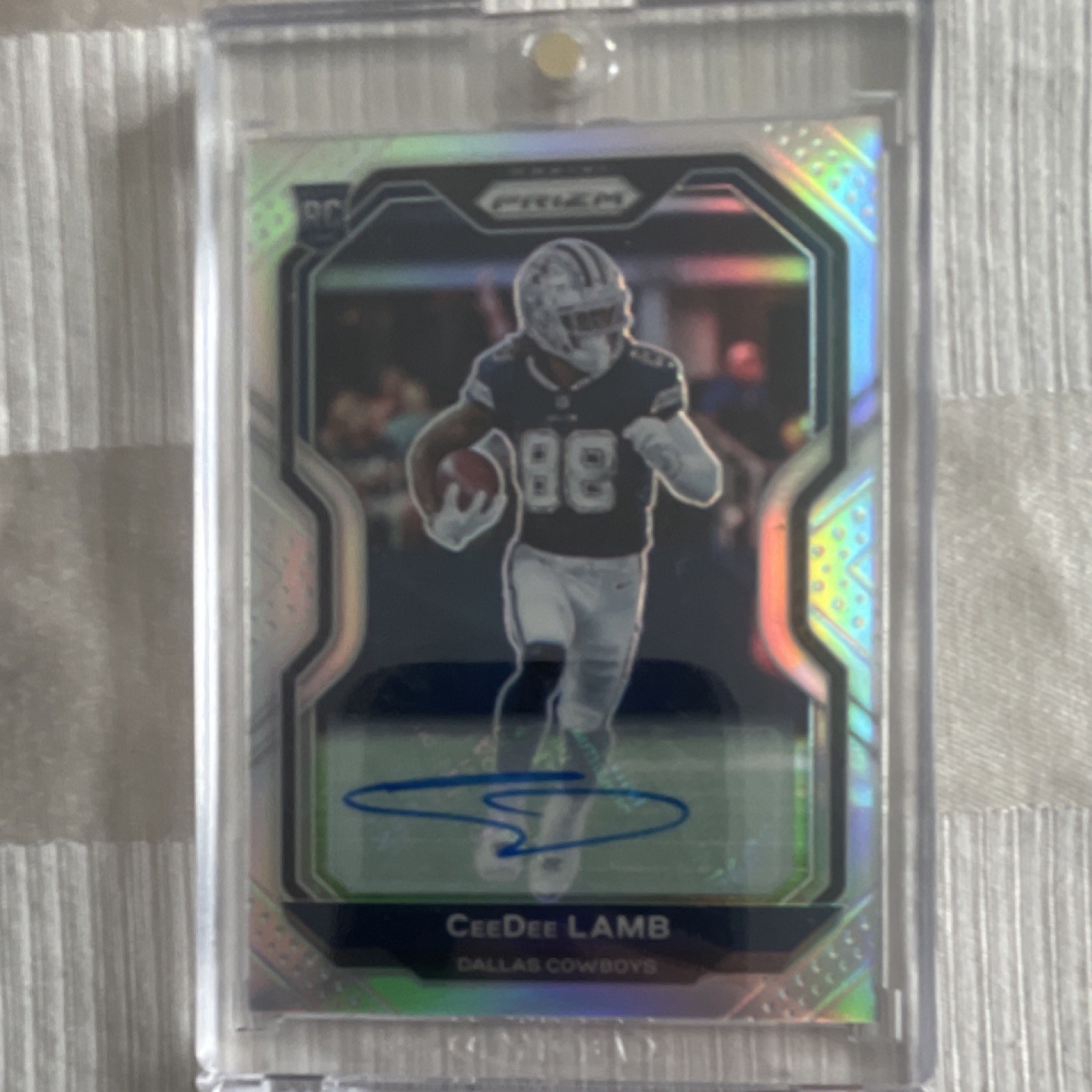 2020 Panini Prizm Silver Prizm Autographs CeeDee Lamb Rookie #334 Cowboys