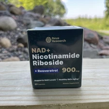 Reus Research NAD + Nicotinamide Riboside 900mg W/ Resveratrol 80 Caps Exp 01/27