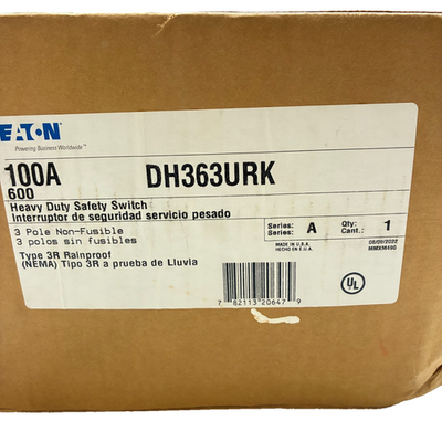 #ad #ad EATON DH363URK HEAVY DUTY SAFETY SWITCH NEMA 3R 3P 100 AMP 600V $249.99