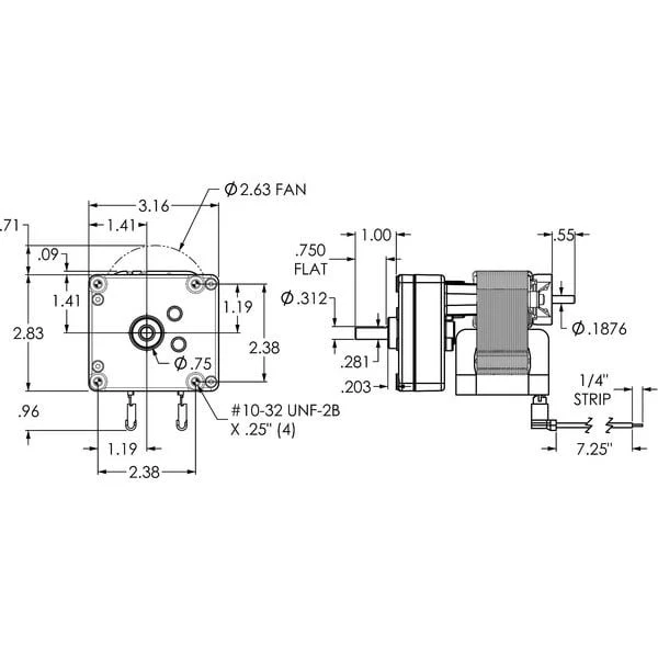 Dayton 1Mbg5 Ac Gearmotor, 50 In-Lb Max. Torque, 13 Rpm Nameplate Rpm, 115V Ac - Image 2 of 2