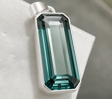 Natural Teal Green Sapphire 21 Ct 925 Silver Pendant Certified Loose Gemstone