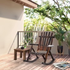 Adirondack Rocking Chair Outdoor Wooden Patio Porch Rocker Brown - 250LBS