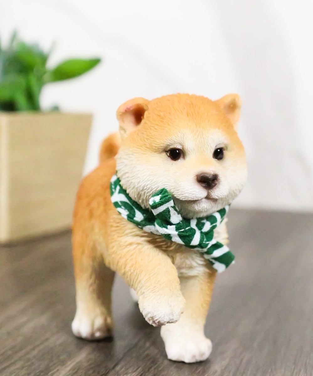 Lifelike Adorable Playful Japanese Shiba Inu Puppy Dog with Scarf