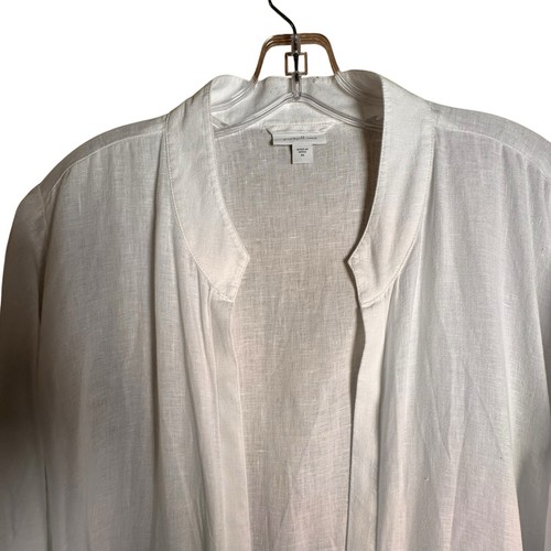 J Jill Pure Jill 100% Linen Open Front Longline White Duster Kimono Lagenlook - Picture 8 of 24