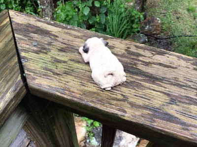 Vintage Small Sandicast Pug Dog Puppy Figurine 3.50'' Long