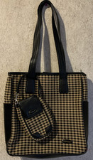 Longaberger Homestead Plaid Tote Bag Purse With Phone Case 10 Cabin Black tan
