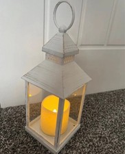 Ivory/White lantern with a warm light LED Candle