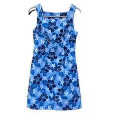 Y2K City Triangles Blue Floral Hawaiian Mini Dress