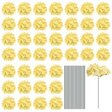 30 Sets Silk Artificial Hydrangea Flowers Yellow Artificial Heads with Stems