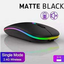 RGB LED Wireless Mouse Rechargeable Optical Silent Mice USB For PC Laptop UK