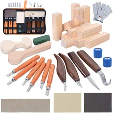 Ninonly 42pcs Wood Carving Tools Kit, Wood Whittling Knife Set for Beginners, Wo
