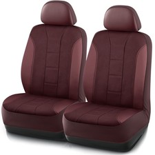 2-Piece Perforated Faux Leather Car Seat Covers Red - Universal Fit, Sku -25SC48