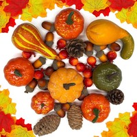 Herbst Deko Set 96 Teile Mit KüRbis BläTtern Eicheln Tannenzapfen Innen 96 StüCk