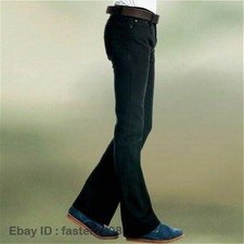 Men Bell Bottom Jeans Flared Denim Pants Retro 60s 70s Trousers Slim Fit Casual