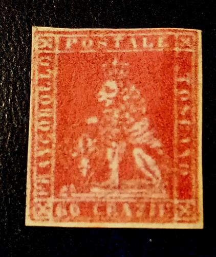 1857 ANTIQUE TUSCANY STATES 60 CRAZIE CANCELLED TRAVELLED WATERMARK