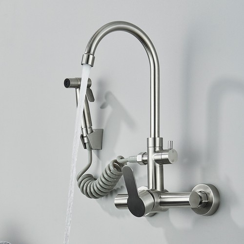Wasserhahn Küche Wandmontage 360° Küchenarmatur mit Spritzpistole Mischbatterie - Bild 4 von 13
