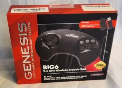 Retro-Bit Official Sega Genesis BIG6 2.4 GHz Wireless Controller - NEW OPEN BOX