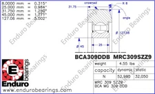  Mast Guide Bearing ENDURO BCA MG309DDB forklift roller MRC 309 SZZ9 Ships Fast!