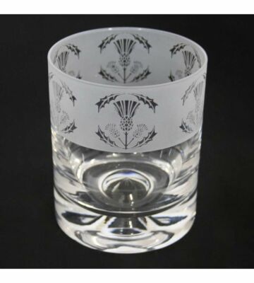 Animo Glas - SANDGESTRAHLTER FRIEZE WHISKY WHISKEY TUMBLER GLAS - Distel