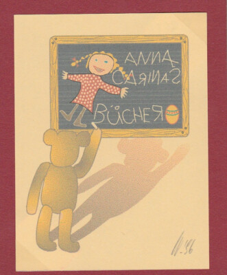 Exlibris - BERND WIRZINGER - For Anna Carinas - Signed - 1996 - Children/Bear
